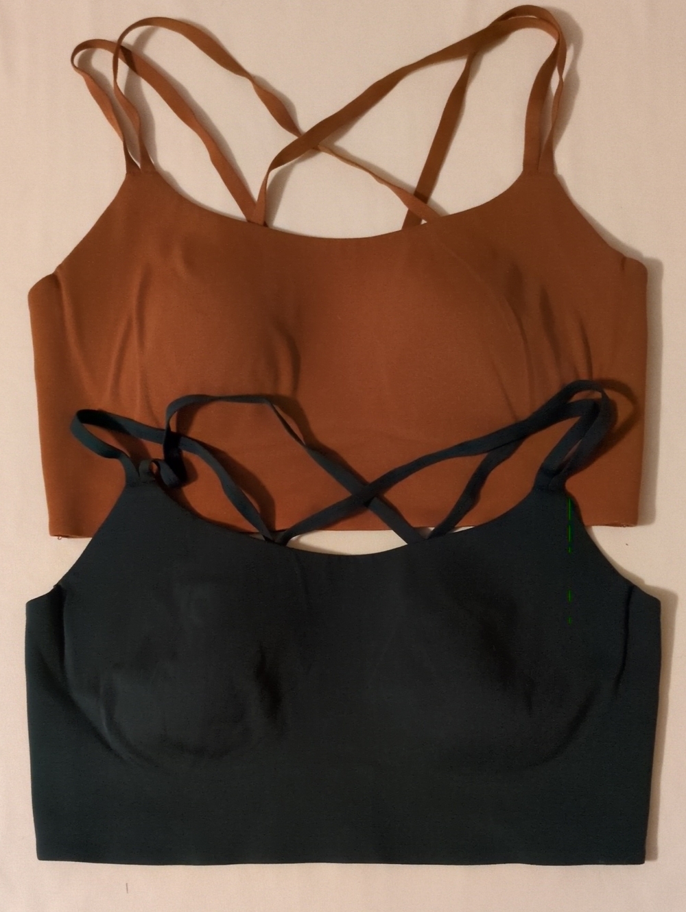 2 Fabletics Strappy Bralette - Brown and Green